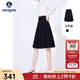 Navigare意大利小帆船半身裙女春秋季百搭a字裙時(shí)尚百褶裙顯瘦通勤半裙女 暗夜黑 XL