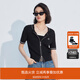 仿佛（FUUNNY FEELLN）商場(chǎng)同款FF||仿佛2024年春夏新款撞色針織衫女開(kāi)衫薄款短袖設計感 黑色 M (160) 84A