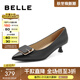 百麗（Belle）高跟鞋女細跟商場(chǎng)同款通勤方扣貓跟單鞋A8X1DAQ4 黑色 35 (225mm)