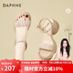 達芙妮（DAPHNE）坡跟涼鞋女夏厚底一字帶羅馬鞋夏季新款高跟女鞋休閑單鞋 杏色 跟高7cm 37 (235mm)