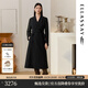 歌力思（ELLASSAY）2025秋冬新款綿羊毛細膩亮片系帶收腰長款毛呢大衣女EWU364D00300 經(jīng)典黑 XS