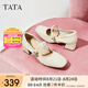 他她（TATA）粗跟瑪麗珍鞋女氣質(zhì)小皮鞋通勤單鞋女秋新款WR301CQ4 米白 37