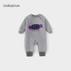 babylove【清倉】嬰兒連體衣秋冬季加絨哈衣爬服男女寶寶不倒絨洋氣保暖 中麻灰 73cm
