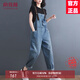俞兆林（YUZHAOLIN）工裝牛仔背帶褲女2025春夏新款女裝休閑吊帶直筒時尚百搭薄款褲子 藍色牛仔 M 100-110斤