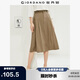 佐丹奴裙子女夏季純棉純色顯瘦a字裙時(shí)尚壓褶半身裙13464238