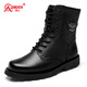 強人3515原廠(chǎng)作戰靴男靴冬季保暖羊毛靴戶(hù)外加厚防寒靴耐磨騎行靴棉靴 黑色 42