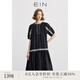 EIN言法式苧麻鏤空花邊裝飾圓領連肩袖文藝連衣裙女2025夏新款 石墨黑 M