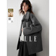 ELLE【100%綿羊毛】大翻領(lǐng)撞色雙面呢大衣女2025冬季新款毛呢外套 中灰 【預售】 S