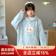 森女部落學(xué)院可愛(ài)貓咪刺繡圓領(lǐng)長(cháng)袖衛衣女2025新款加絨寬松上衣秋 藍色連帽衛衣（加絨） 單件 M