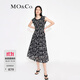 MO&Co.荷葉邊花邊打攬收腰碎花無(wú)袖園藝風(fēng)連衣裙氣質(zhì)露背裙子摩安珂 黑底彩花色-第2批 L 170