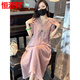 恒源祥新中式國風(fēng)刺繡苧麻連衣裙女2025夏季新款氣質(zhì)寬松休閑亞麻長(cháng)裙子 淺紫色 XL 建議130-150斤