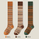 貓人小腿襪女咖色秋冬季jk長(cháng)筒襪壓力英倫風(fēng)復古條紋高筒襪子 橘色+深棕+墨綠 均碼
