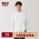 無(wú)印良品（MUJI）男式 水洗 平紋 長(cháng)袖襯衫 男士長(cháng)袖襯衣外套 翻領(lǐng) AC2WPC5S 白色 M （170/92A）