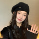 嬈蝶2025韓版秋冬帽子女款金屬小標針織貝雷帽純色百搭保暖毛線(xiàn)帽厚新MM1721黑色均碼