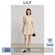 LILY2025夏新款法式垂感插肩燈籠袖腰帶短袖蓬蓬裙連衣裙女氣球裙 604米白 M