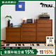 MUU實(shí)木三四五斗柜復(fù)古臥室靠墻儲(chǔ)物柜客廳抽屜收納柜中古置物柜 骨骼線四斗柜