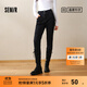 森馬（Semir）森柔牛仔|牛仔褲女修身加絨長(cháng)褲2024新款冬季保暖小腳褲顯瘦 牛仔水洗黑98201 31