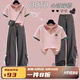 莞町大童衣服9-14歲女夏裝12-15歲女孩衣服夏季女大童工裝褲套裝2025 6粉色POLO+灰色工裝褲套裝 150 M碼【建議70-85斤】