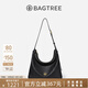 BAGTREE包包樹(shù)圖南植鞣牛皮腋下hobo女包2025年新款單肩斜挎包通勤餃子包 黑色-中號 高級小眾