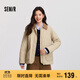森馬（Semir）棉服女冬季中長(cháng)款輕薄寬松拼接燈芯絨翻領(lǐng)插肩袖棉衣101724112007