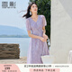 香影紫色碎花裙連衣裙女2025夏裝新款氣質(zhì)通勤中長法式v領(lǐng)雪紡裙 淺紫 L 165/88A/110-125斤
