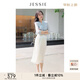 JESSIE氣質(zhì)佰搭純色松緊腰A字雪紡半身裙夏新款 杏色 L