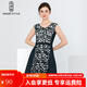 名師路夏裝新款通勤淑女無(wú)袖圓點(diǎn)拼接波點(diǎn)印花連衣裙優(yōu)雅大方百搭中裙 藏青色波點(diǎn)58 XL