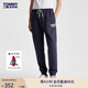 TOMMY JEANS秋冬男簡(jiǎn)約印花抽繩腰束腳微抓絨舒暖合身運動(dòng)針織衛褲J8328 深藍色C87 XL