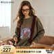 Olrain歐芮兒美式假兩件套頭衛(wèi)衣女早春裝寬松休閑設(shè)計(jì)感印花上衣 咖色 S