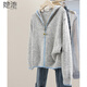 她池拉鏈連帽針織開(kāi)衫2026春裝新款女裝長(cháng)袖寬松慵懶風(fēng)短款毛衣外套 淺灰色 M