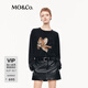 MO&Co.長(cháng)袖T恤2025秋新品貓和老鼠聯(lián)名系列棉質(zhì)斑駁印花MBE3TEET03 炭黑色 M /165