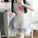 貓咪餐廳lolita女仆連衣裙cos服裝二次元圍裙日系洛麗塔可愛(ài)女裝 藍色套裝+白襪 S