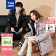 唐獅（TonLion）2023情侶羽絨服男女中長(cháng)款連帽毛領(lǐng)工裝外套 女款/霧霾粉 M