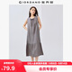 佐丹奴裙子女度假風(fēng)綁帶圓領(lǐng)荷葉邊下擺背心連衣裙女05465083
