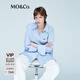 MO&Co.襯衫2025春新品高支高密棉質(zhì)藍(lán)色條紋寬松長(zhǎng)袖疊穿MBE1SHTT08 藍(lán)白條色 L 170