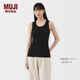 無(wú)印良品（MUJI）女式 彈力羅紋編織背心 上衣內搭打底 25年夏季女裝 BB2ROA5S 黑色 L (165/88A)