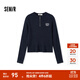 森馬（Semir）毛衣女冬季短款半開(kāi)襟刺繡修身套頭衫女生休閑簡(jiǎn)約風(fēng)顯瘦上衣 深藍80804 2XL