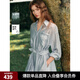 ELLE法式休閑通勤襯衫裙女2025夏季新款萊賽爾天絲輕薄小眾連衣裙 藍(lán)色 L