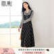 香影復(fù)古格子假兩件連衣裙女2025秋季新款收腰拼接學(xué)院風(fēng)中長裙子 深灰 M 160/84A/95-110斤