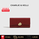CHARLIE & KELLI品牌 CK輕奢包包女包2025新款零錢(qián)包長(cháng)款簡(jiǎn)約多卡位手拿包 紅色【京倉速達 禮盒包裝】