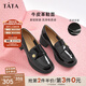 他她（TATA）氣質(zhì)粗跟單鞋女鞋白色英倫樂(lè)福鞋小皮鞋秋新7A520CA4 黑色 36
