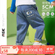 ASK JUNIOR男童褲子2025秋季小童休閑牛仔褲兒童卡通束腳長(zhǎng)褲 藍(lán)色 90