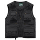 北狼盾男裝馬甲多口袋記者攝影背心釣魚(yú)薄款休閑馬夾8188 黑色 薄款 3XL (適合170斤-185斤)