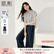 香影鹽系輕熟風(fēng)套裝女兩件套2025夏裝新款條紋襯衫褲子一整套穿搭 藏青 M 160/84A/95-110斤