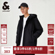 杰克·瓊斯（JACK&JONES）秋季新款保暖潮流運動(dòng)純色抽繩連帽休閑棉服外套男裝225109010 黑色E40 L