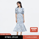 moussy&sly新品法式浪漫風(fēng)優(yōu)雅五分袖碎花連衣裙030ISZ33-5361 混合藍(lán)色117 均碼