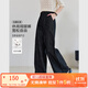 梵希蔓黑灰色高腰休閑闊腿褲女2025夏季新款寬松顯瘦百搭純棉褲子 M9781 黑灰色 27
