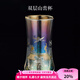 容山堂煥彩金銀燒玻璃杯綠茶泡茶杯雙層山巒大號耐熱防燙辦公水杯 細腰雙層杯-煥彩金銀燒瑞鶴圖
