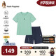 暇步士（Hush Puppies）童裝兒童套裝25夏中大童透氣短袖男童速干運動(dòng)短褲 海浪綠  160 