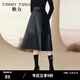 糖力【商場(chǎng)同款】冬季新款啞光PU皮裙女高腰顯瘦中長(zhǎng)款半身裙 黑色 M